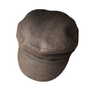 ANTHROPOLOGIE Brushed Wool Newsboy Cap Brown Quilted Lined Hat
